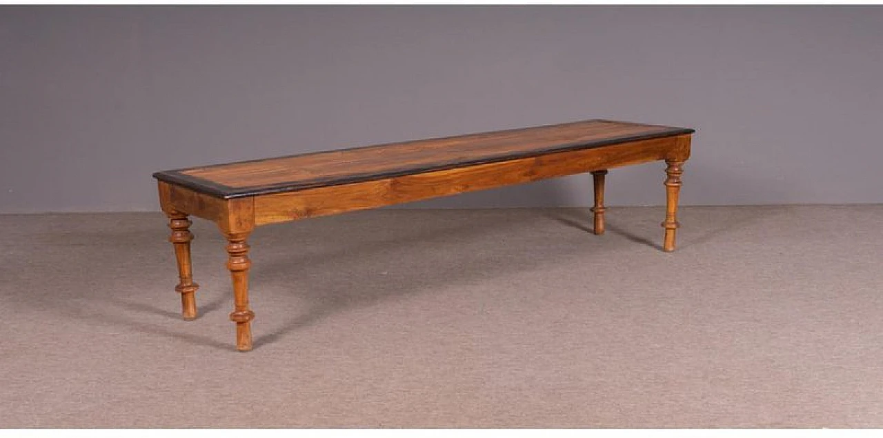 Rectangular oriental bench in solid wood, 1990s 1