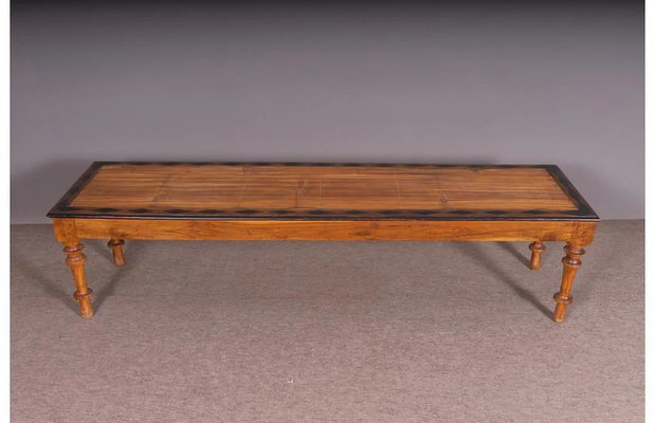 Rectangular oriental bench in solid wood, 1990s 2