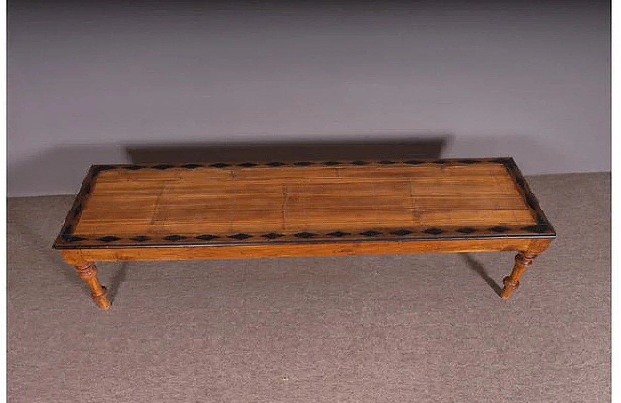 Rectangular oriental bench in solid wood, 1990s 4