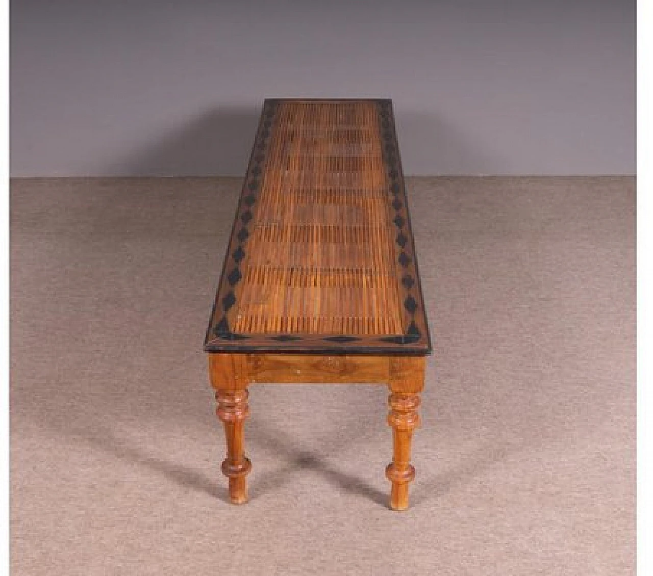 Rectangular oriental bench in solid wood, 1990s 5