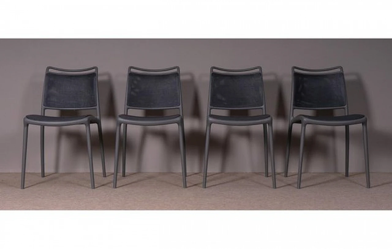 4 Black and grey polycarbonate chairs, 1980s 2