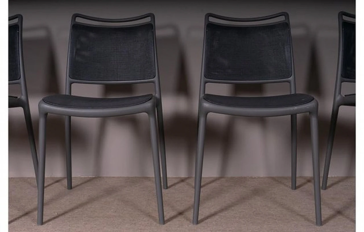 4 Black and grey polycarbonate chairs, 1980s 3