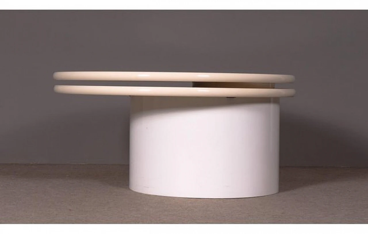 Round swivel coffee table laquered in ivory, 1980s 2