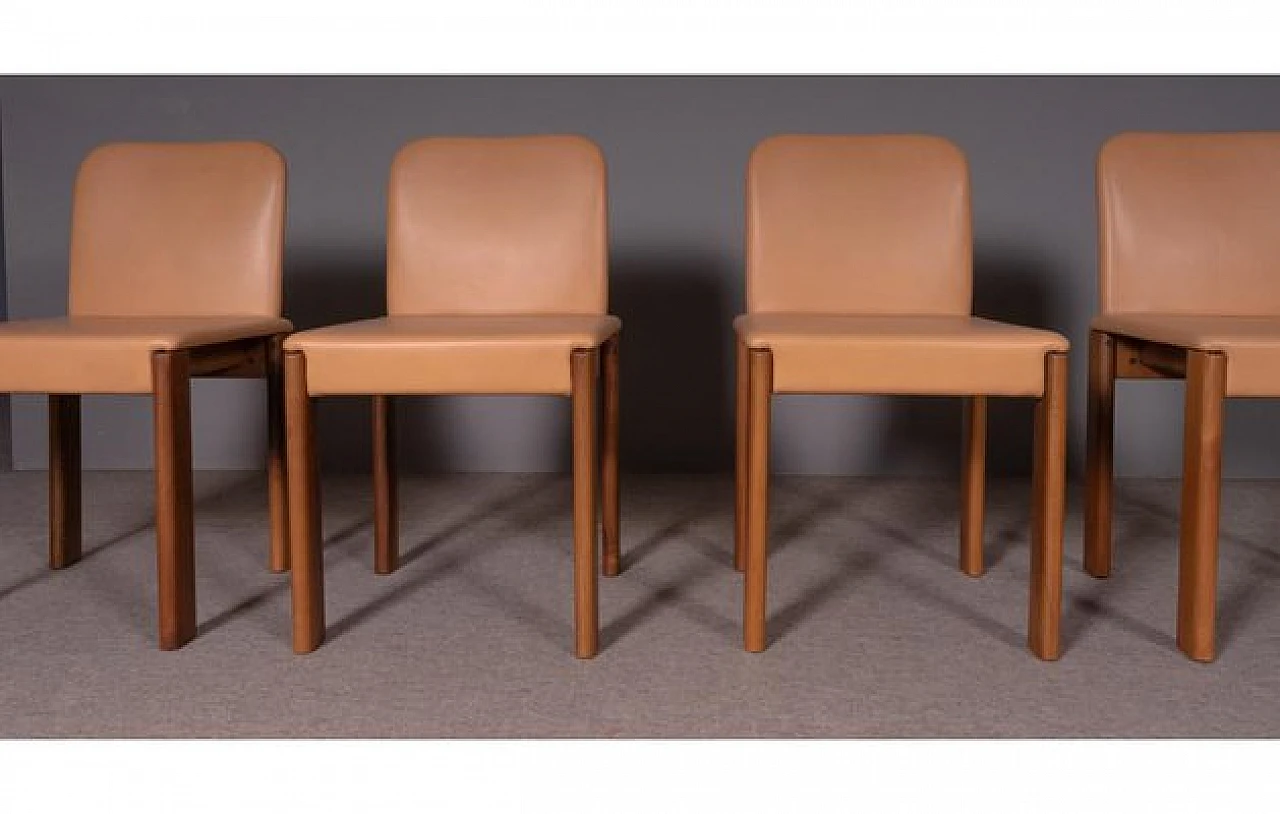 4 Dining chairs in leather & walnut by Molteni&C., 1980s 2