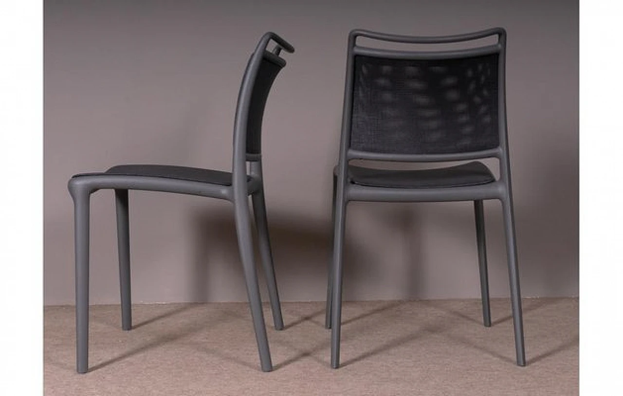 4 Black and grey polycarbonate chairs, 1980s 5