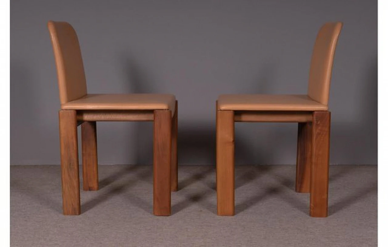 4 Dining chairs in leather & walnut by Molteni&C., 1980s 3