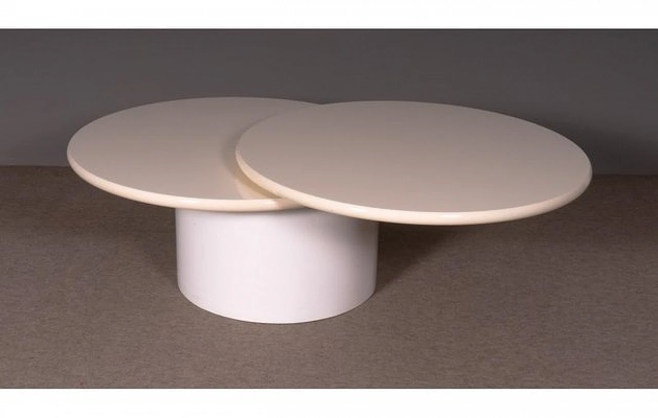 Round swivel coffee table laquered in ivory, 1980s 4