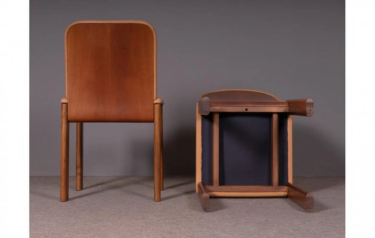 4 Dining chairs in leather & walnut by Molteni&C., 1980s 4