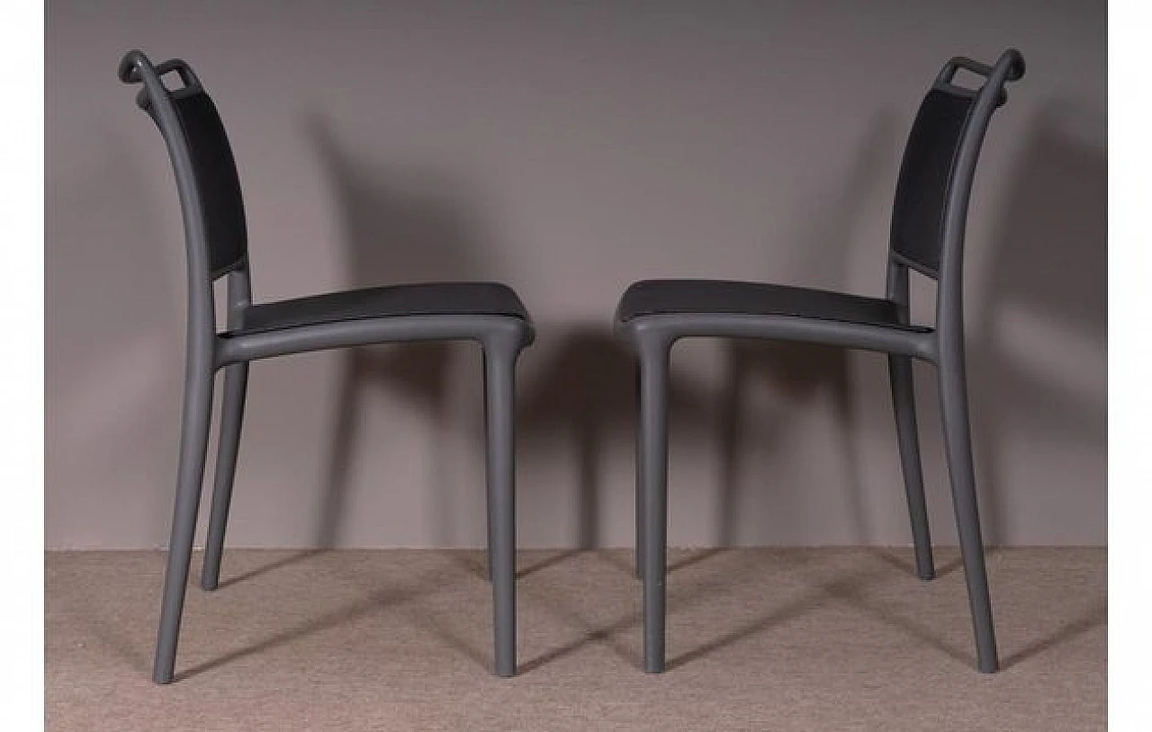 4 Black and grey polycarbonate chairs, 1980s 7