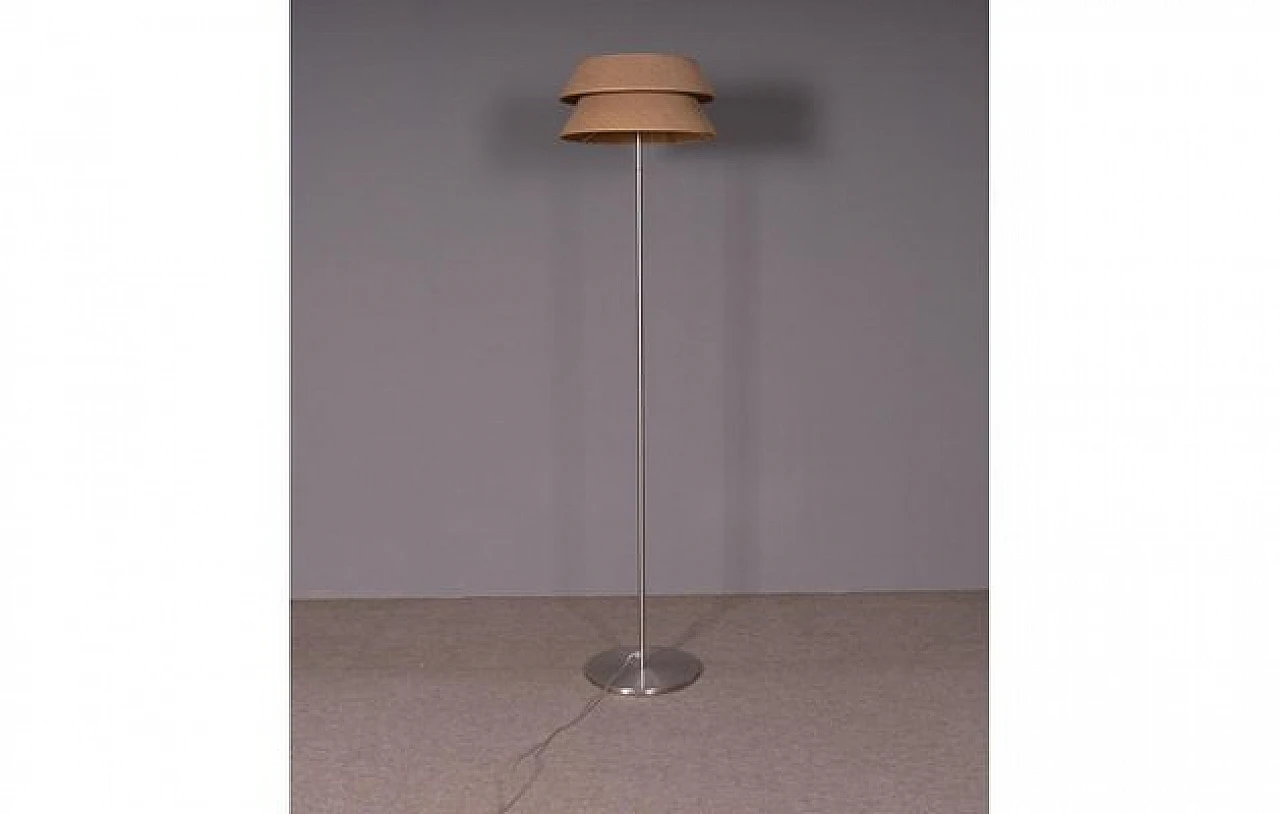 Floor lamp in steel with straw lampshade, 1980s 1