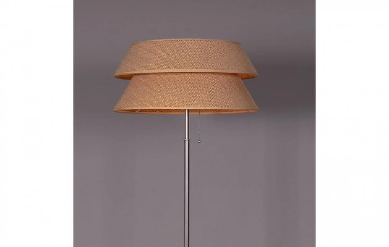 Floor lamp in steel with straw lampshade, 1980s 2