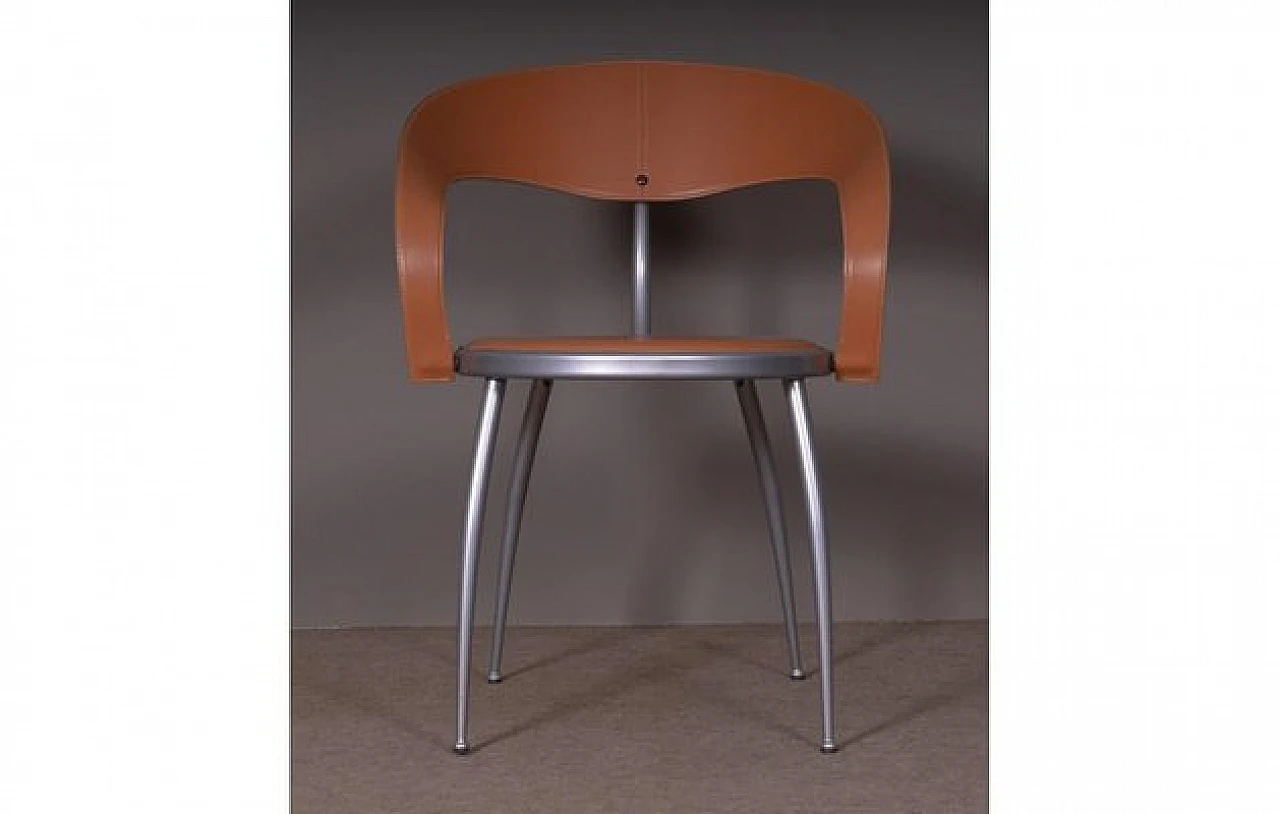 Armchair in metal and leather in the style of Calligaris, 1970s 1