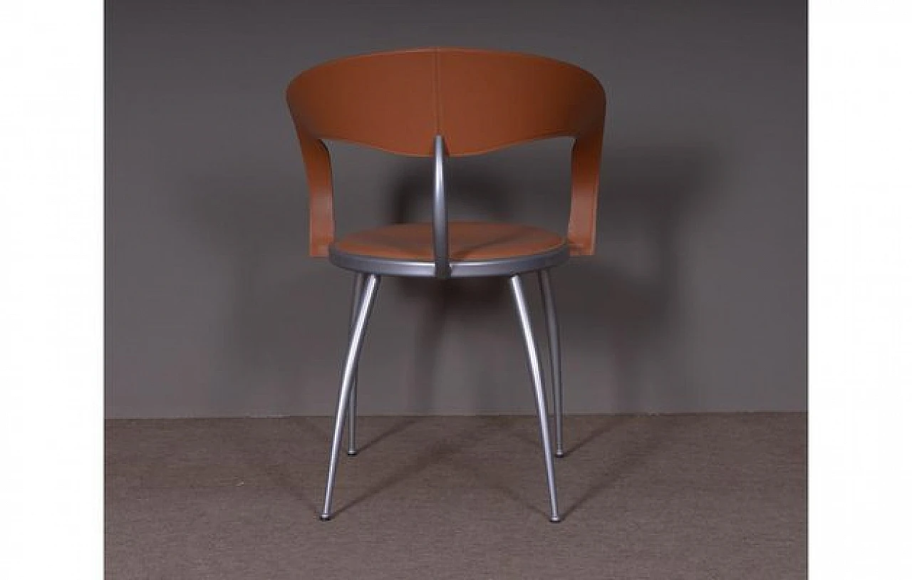 Armchair in metal and leather in the style of Calligaris, 1970s 3