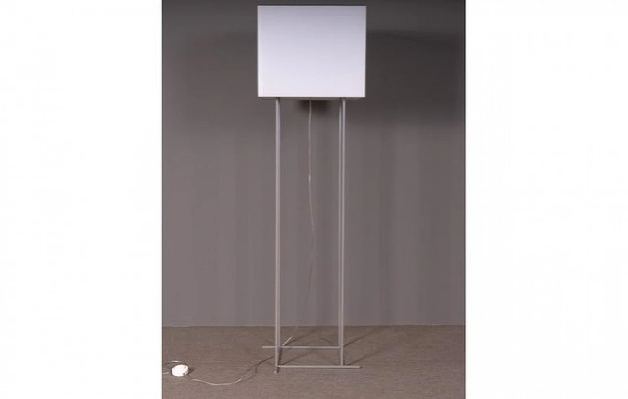 Floor lamp in aluminum & white fabric lampshade, 1980s 2