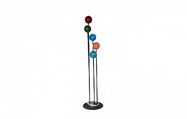 Metal floor lamp with five multicolored spheres, 1970s