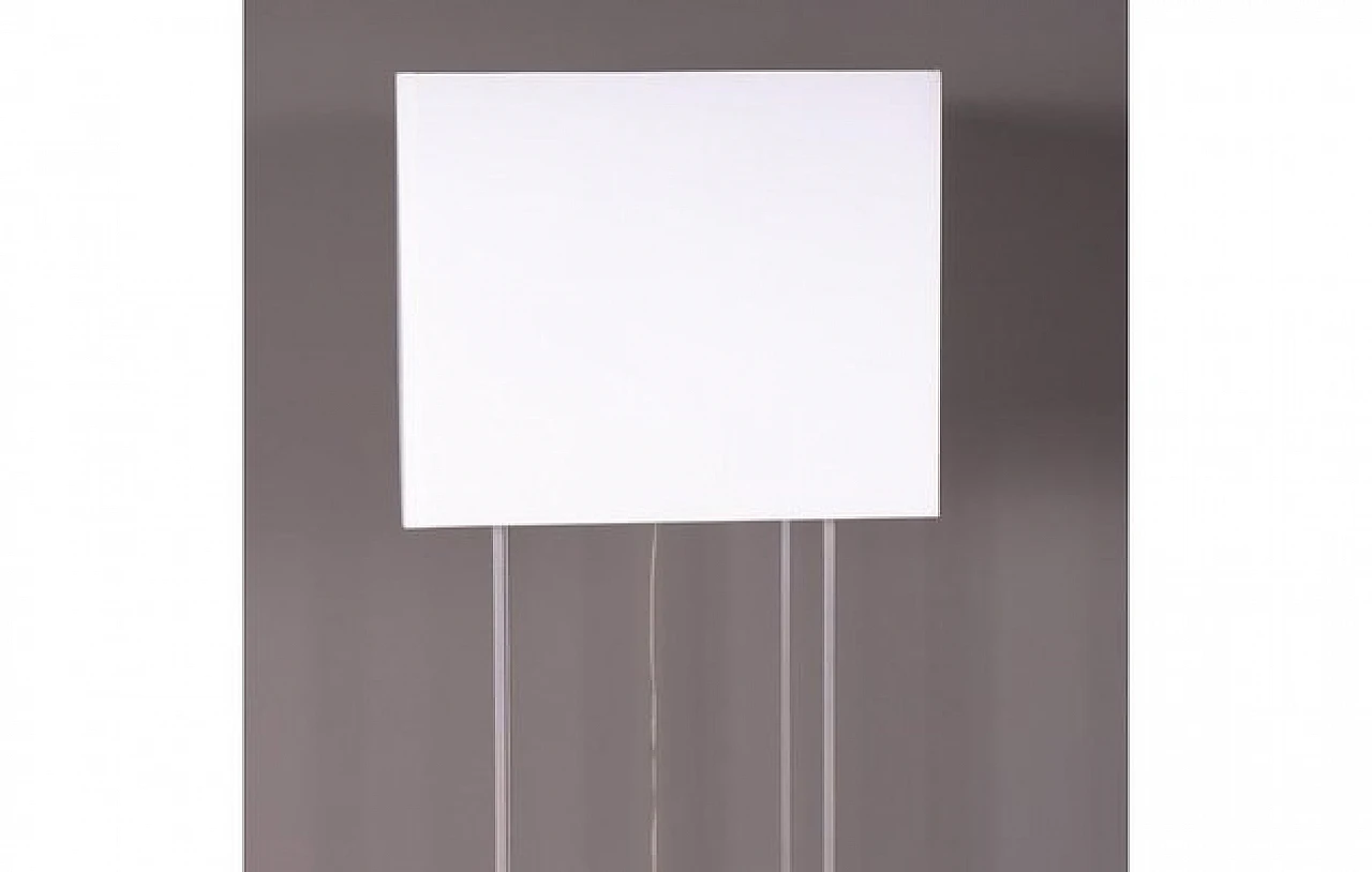 Floor lamp in aluminum & white fabric lampshade, 1980s 5