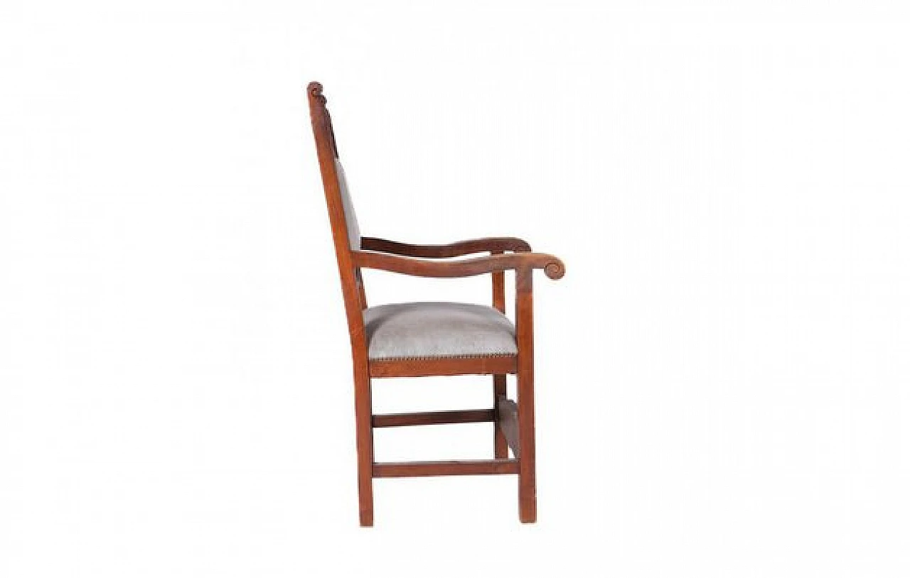 Presidential chair in wood and grey velvet, 1930s 2