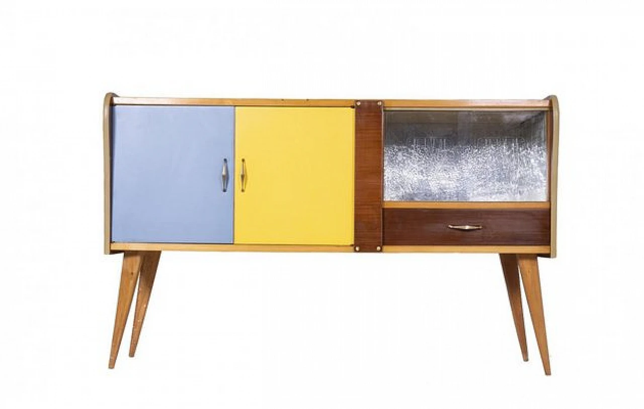 Scandinavian mobile bar with two coloured door, 1970s 1