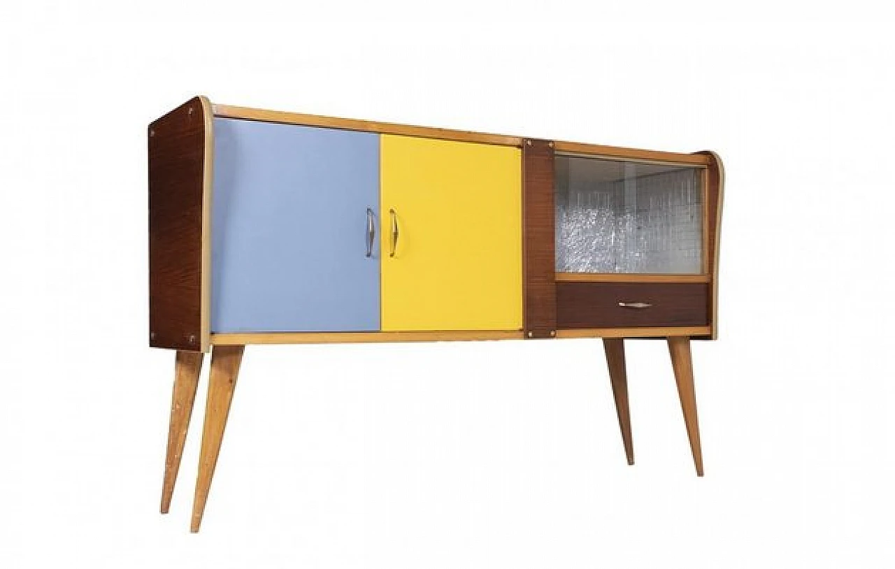 Scandinavian mobile bar with two coloured door, 1970s 4