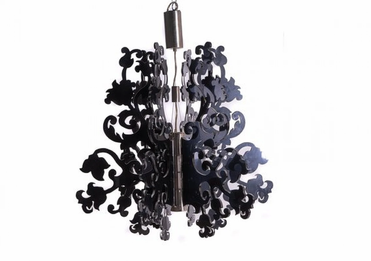 Modern chandelier in black plastic, 1970s 1