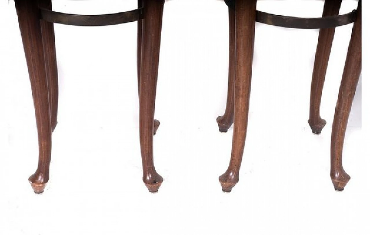 Pair of stools in wood and seat in brown genuine leather, 1960s 6