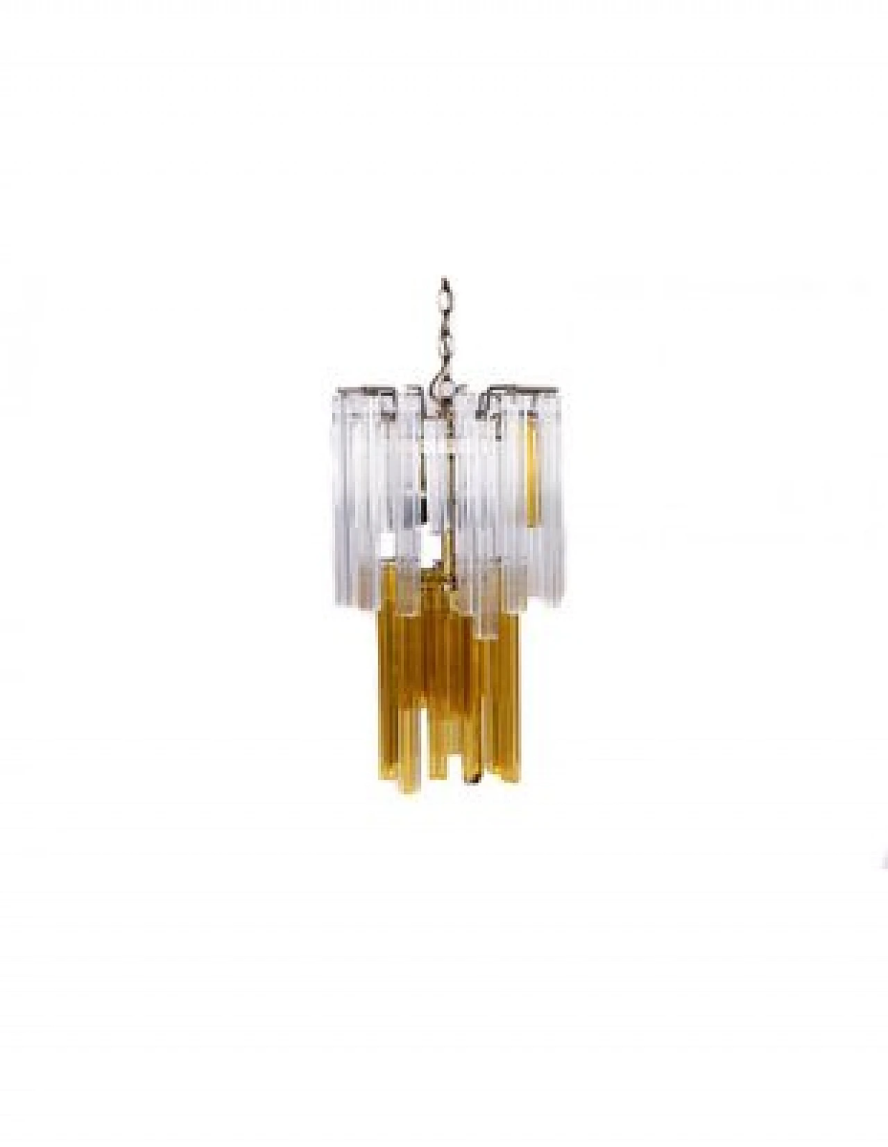 Chandelier in yellow & transparent Murano glass by Venini, 1970s 1