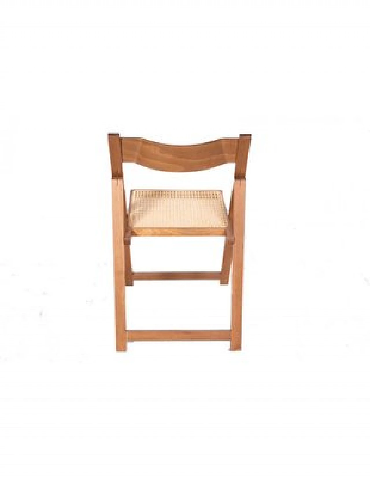 Pair of walnut and straw folding chairs, 1970s 7