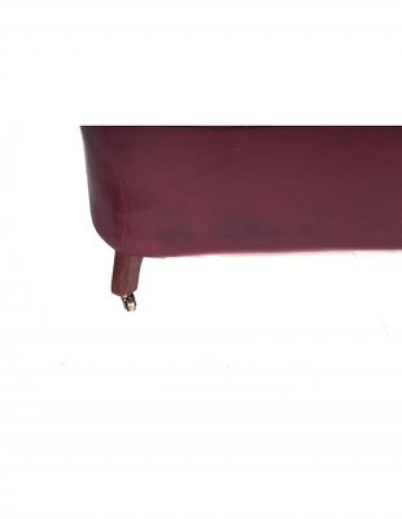 Chesterfield sofa in burgundy leather & wooden legs, 19th century 10