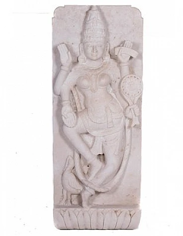 Hindu sculpture in marble wall slab of Dea Lakshmi, mid-20th century