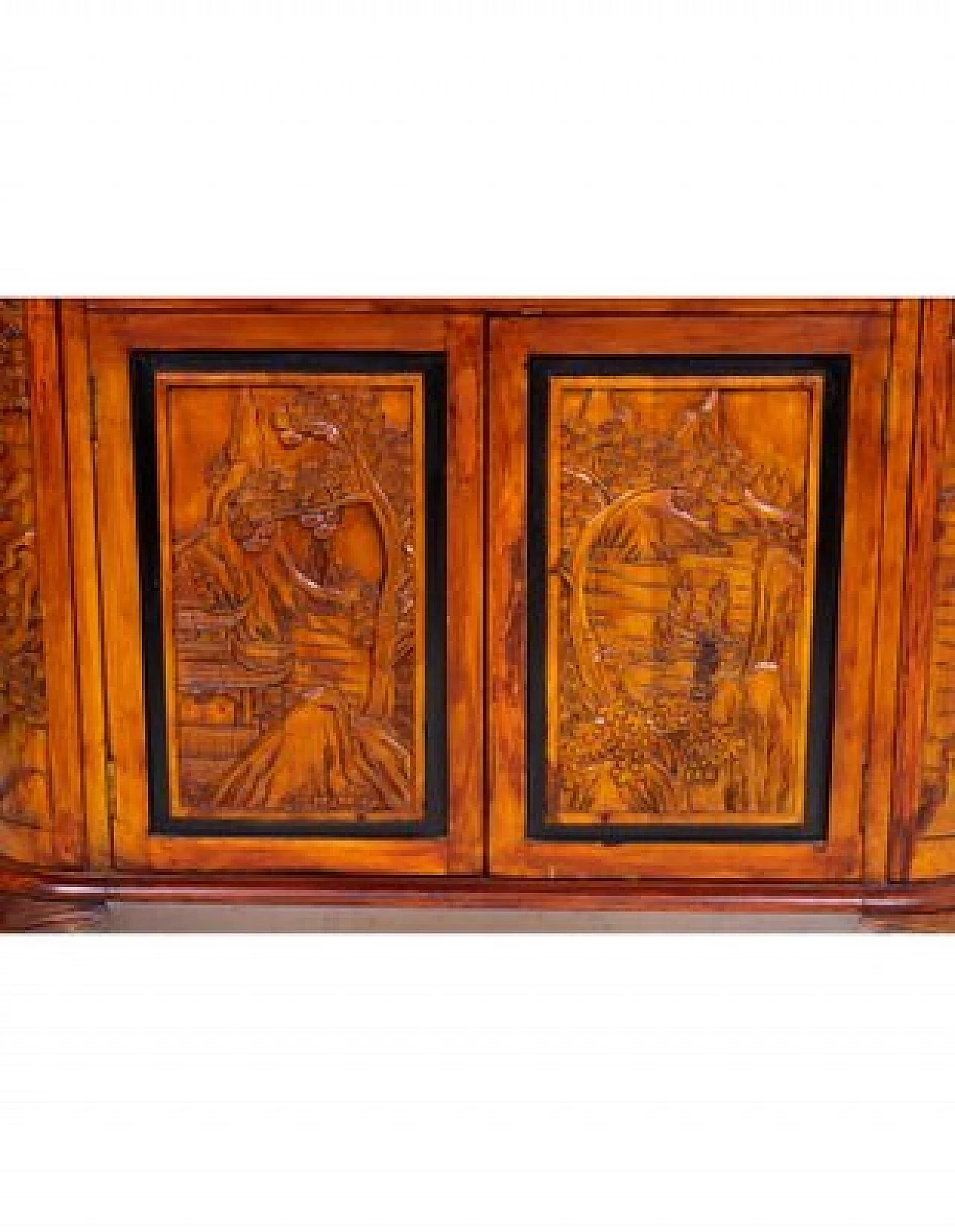 Chinese cherry bar cabinet with chiseled motifs, late 19th century 5