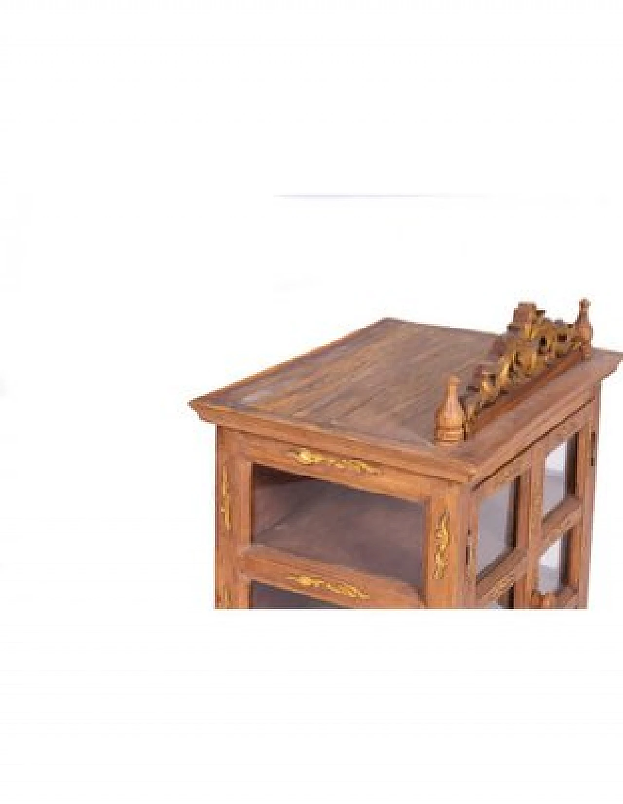 Two-door display cabinet in acacia wood with decorations, 20th century 7