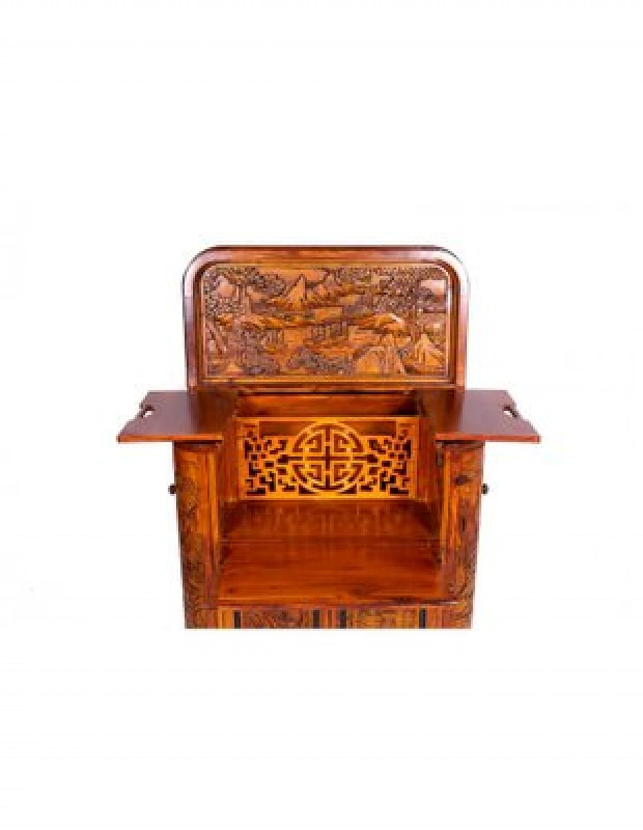 Chinese cherry bar cabinet with chiseled motifs, late 19th century 8