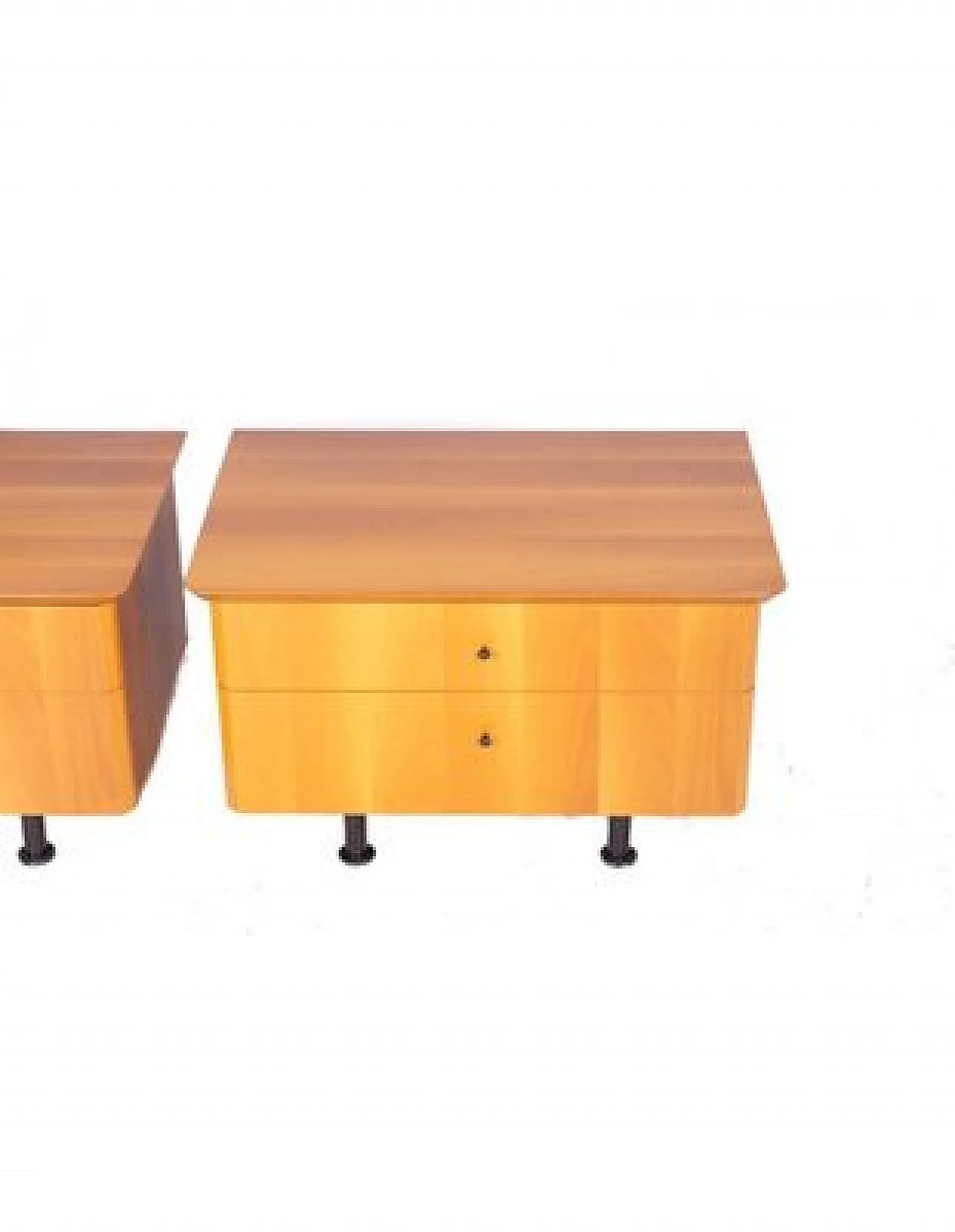 Pair of bedside tables in walnut, oak & metal by Presotto, 1960s 2