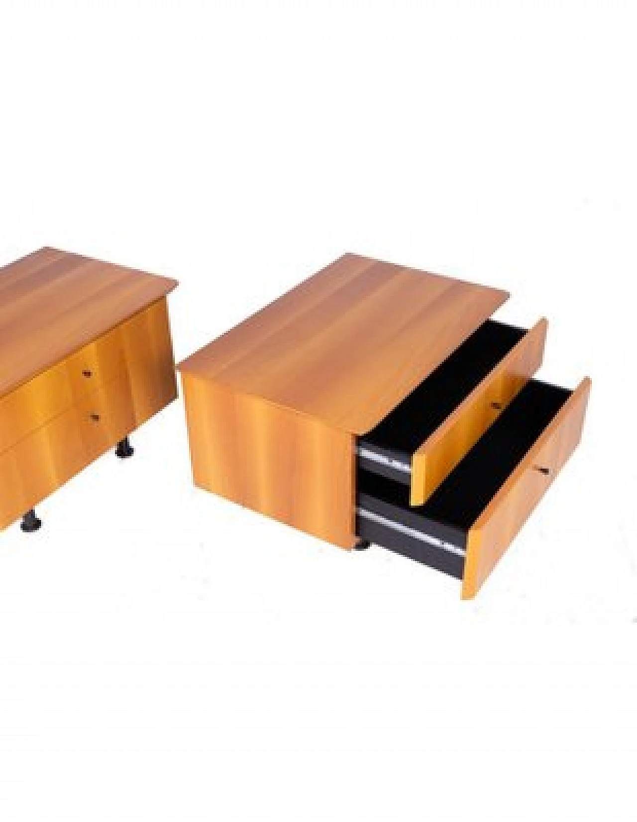 Pair of bedside tables in walnut, oak & metal by Presotto, 1960s 3