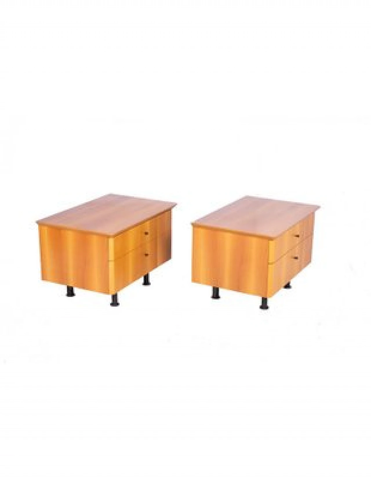 Pair of bedside tables in walnut, oak & metal by Presotto, 1960s 4