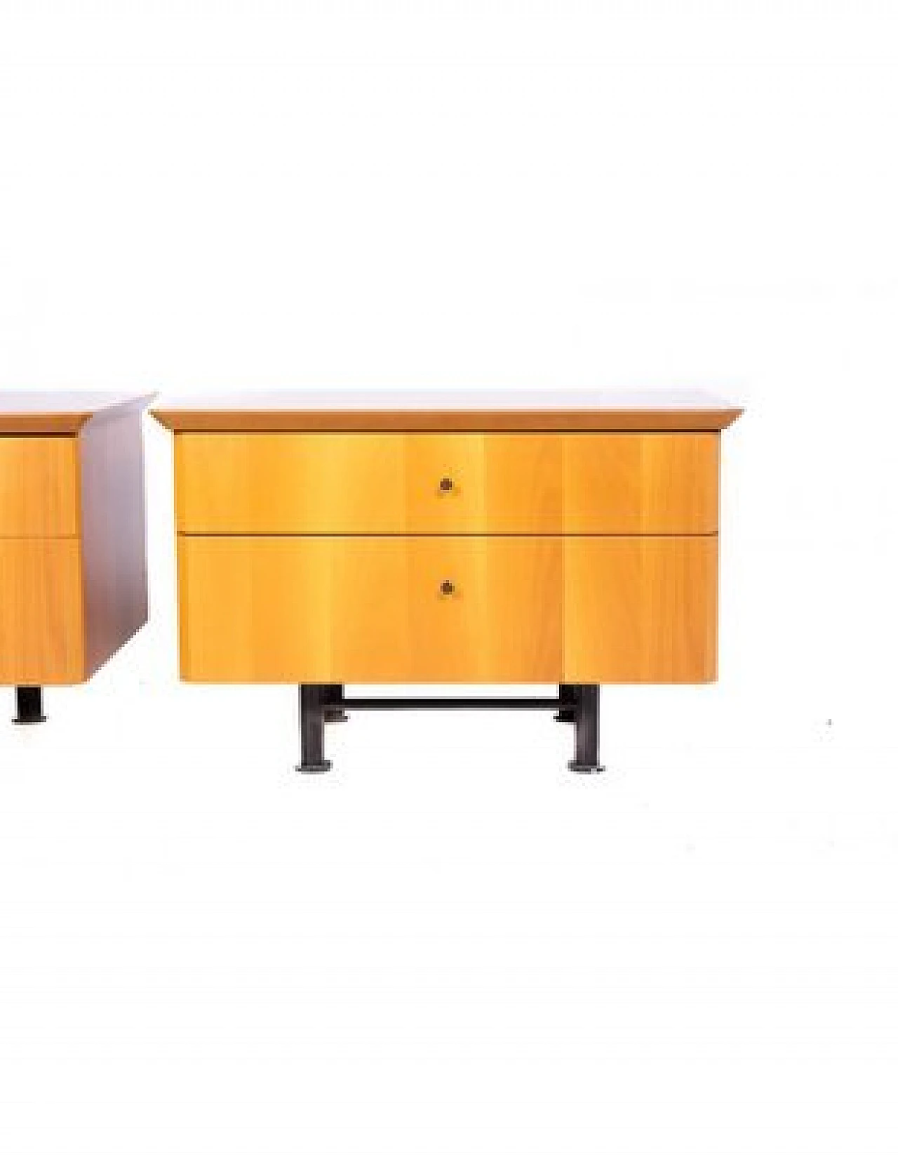 Pair of bedside tables in walnut, oak & metal by Presotto, 1960s 5