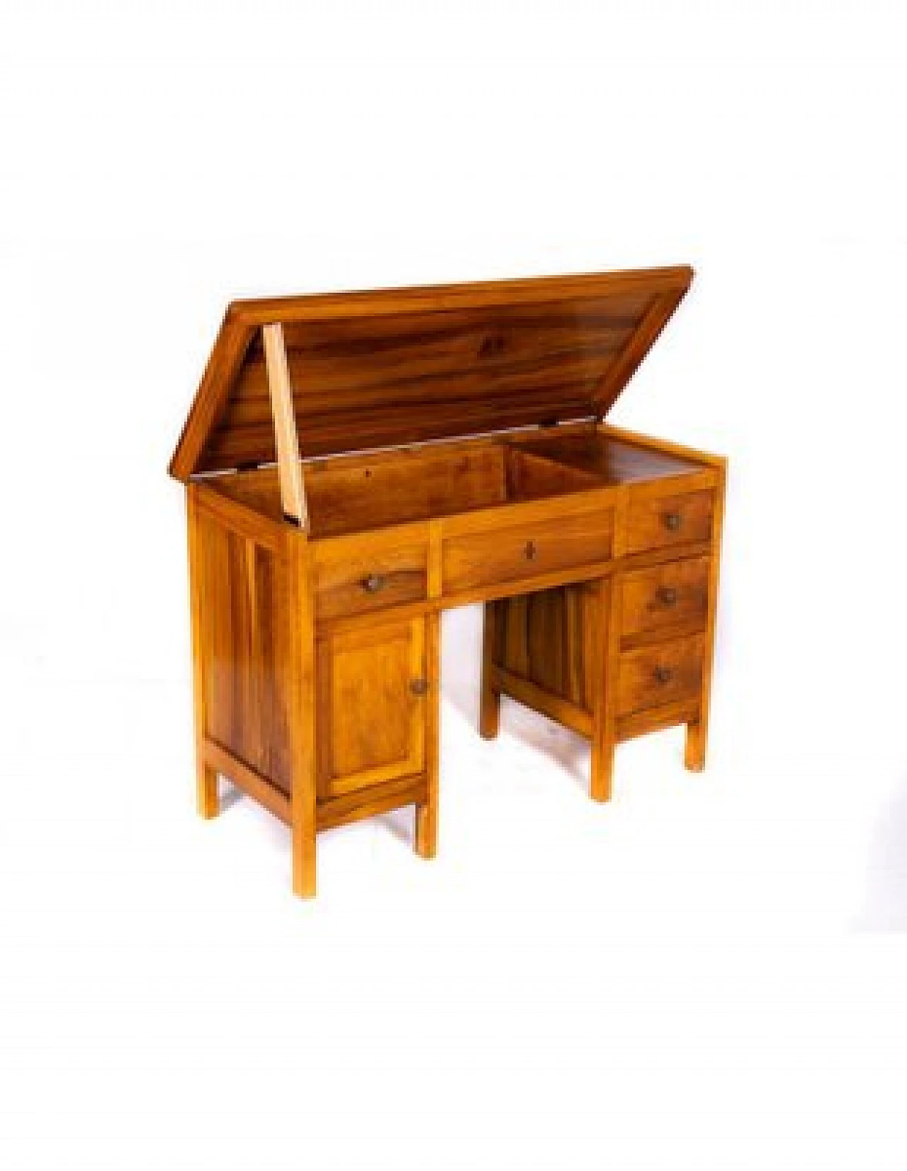 Credenza in legno con piano apribile e cassetti, anni '30 2