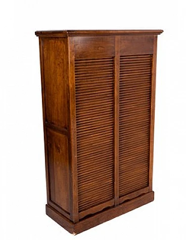 Wooden shutter cabinet with 2-sliding shutters, mid-20th century