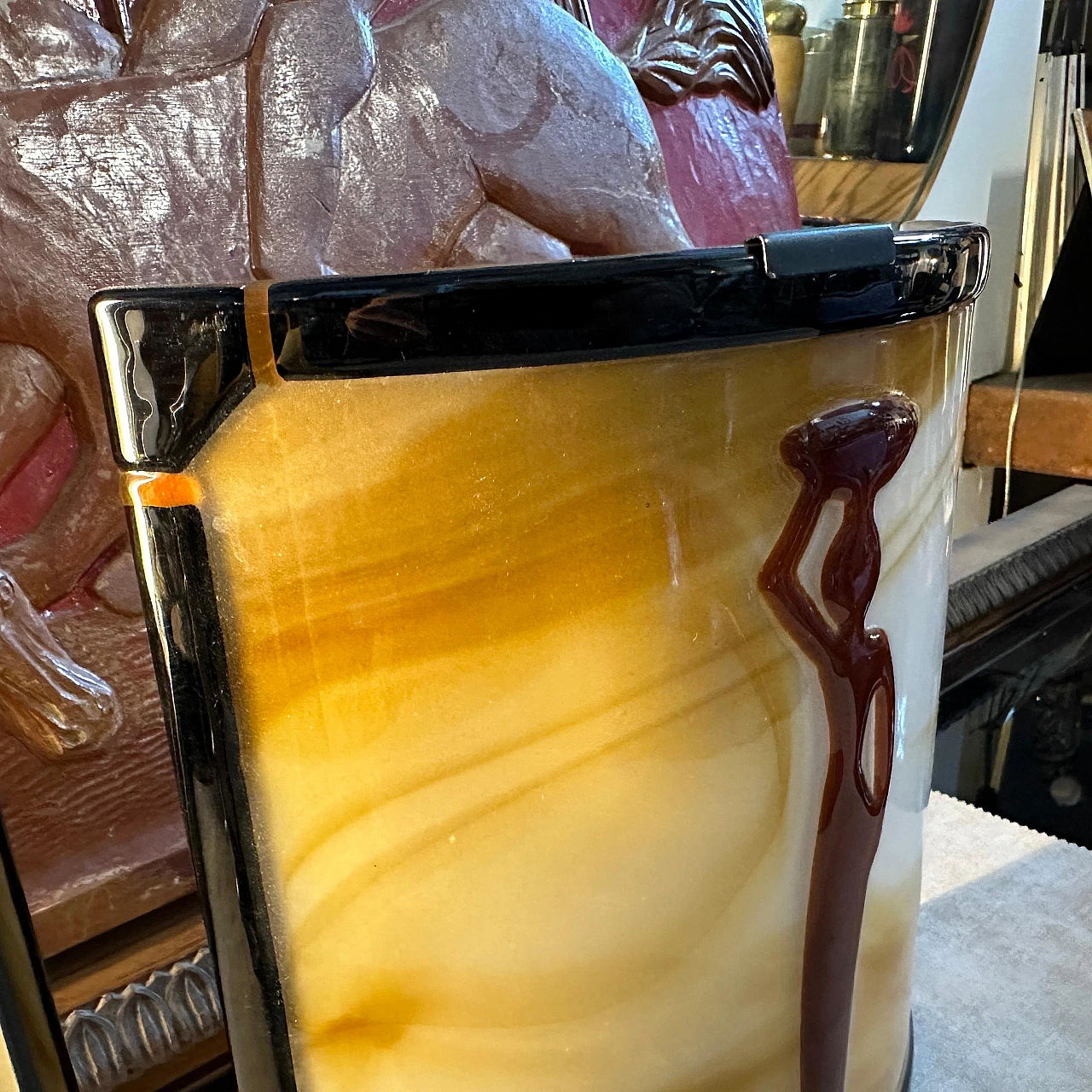 Pair of amber-coloured Murano glass square wall sconces, 1970s 8