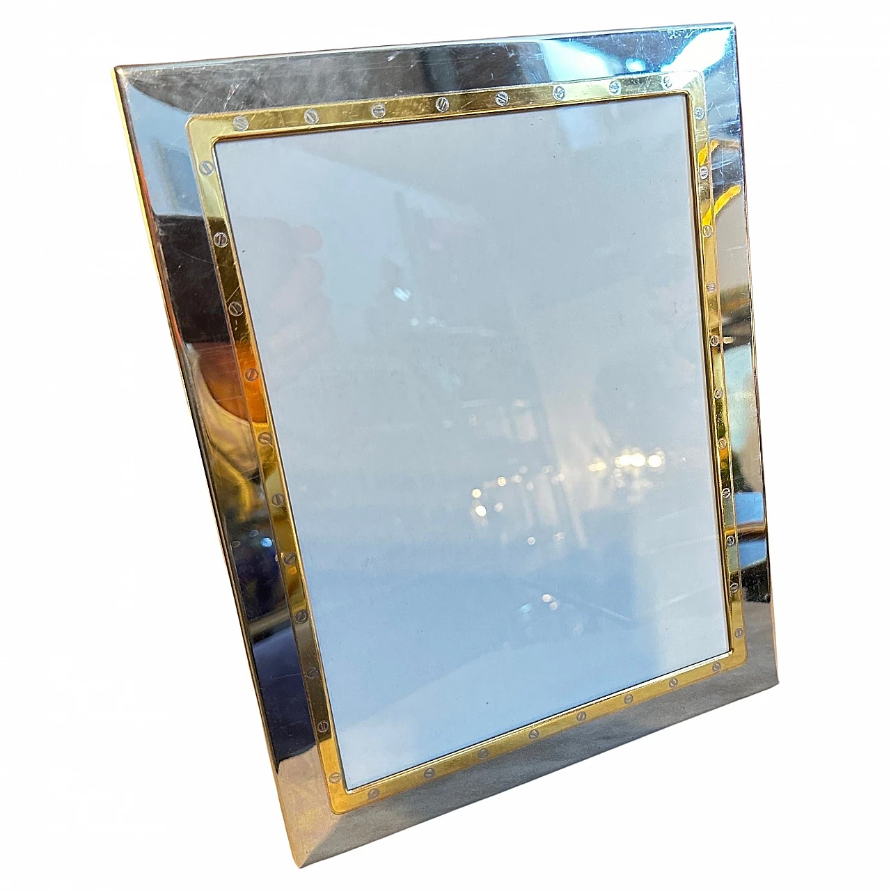 Silver and gilded metal photo frame by MB Italy, 1980s 1