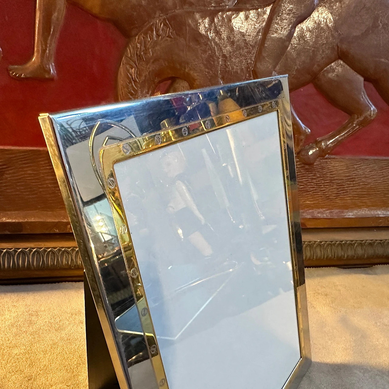 Silver and gilded metal photo frame by MB Italy, 1980s 3