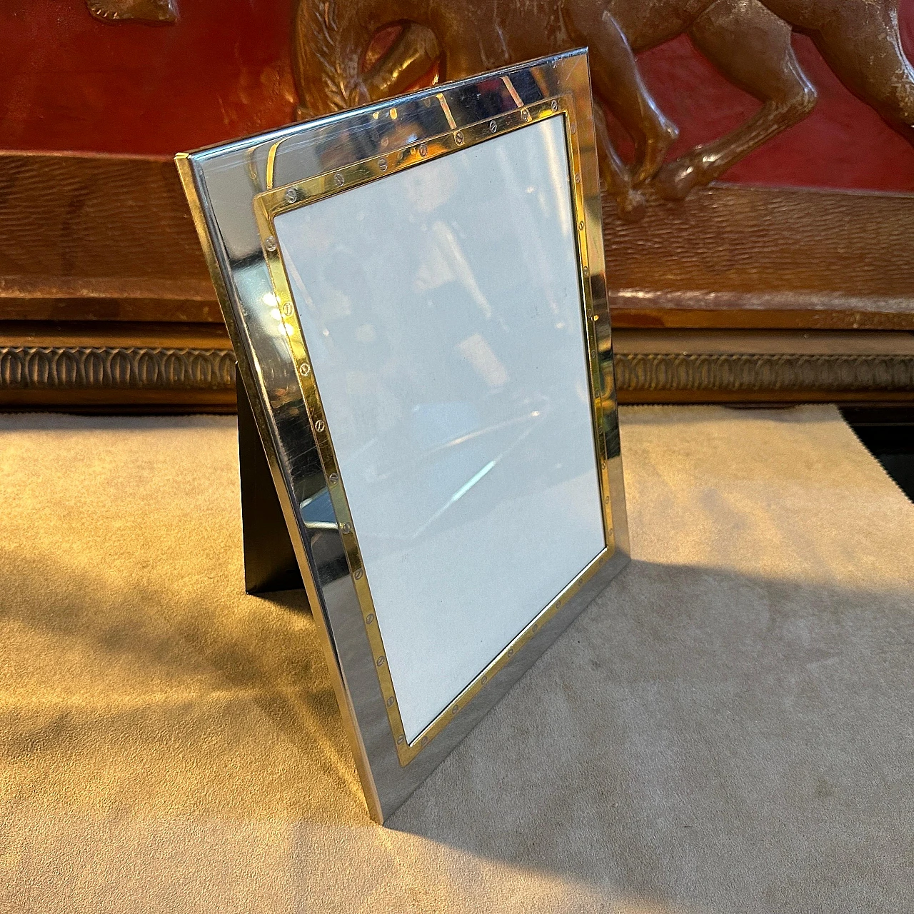 Silver and gilded metal photo frame by MB Italy, 1980s 4