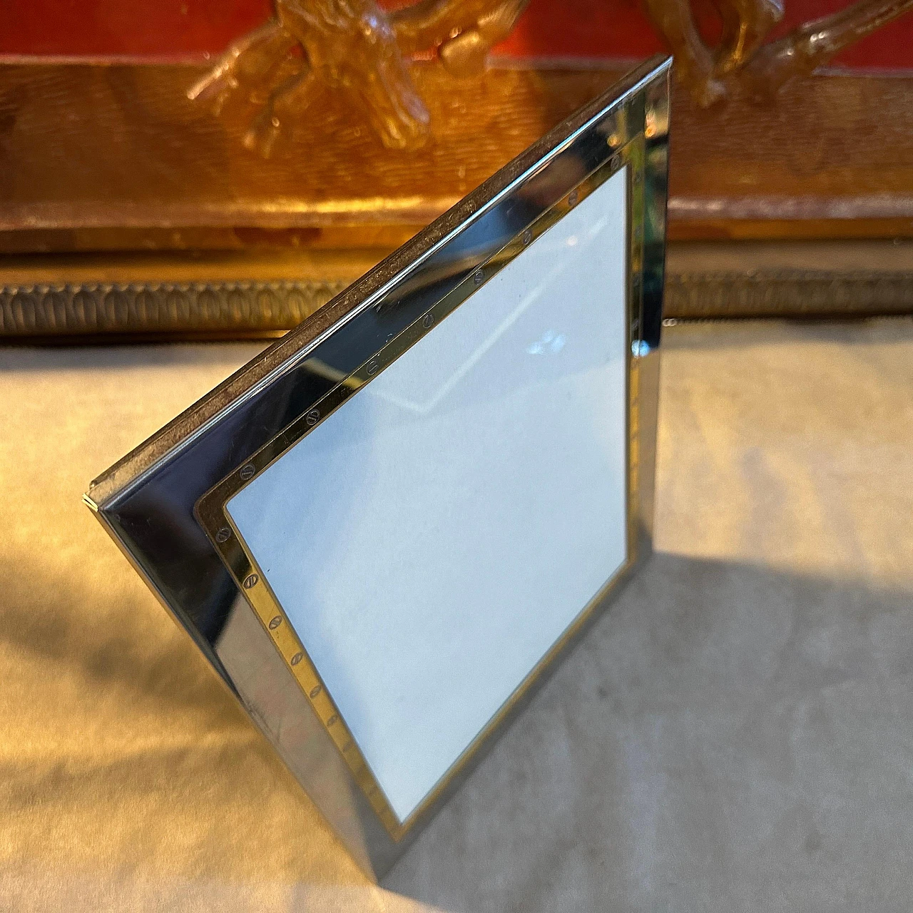 Silver and gilded metal photo frame by MB Italy, 1980s 6