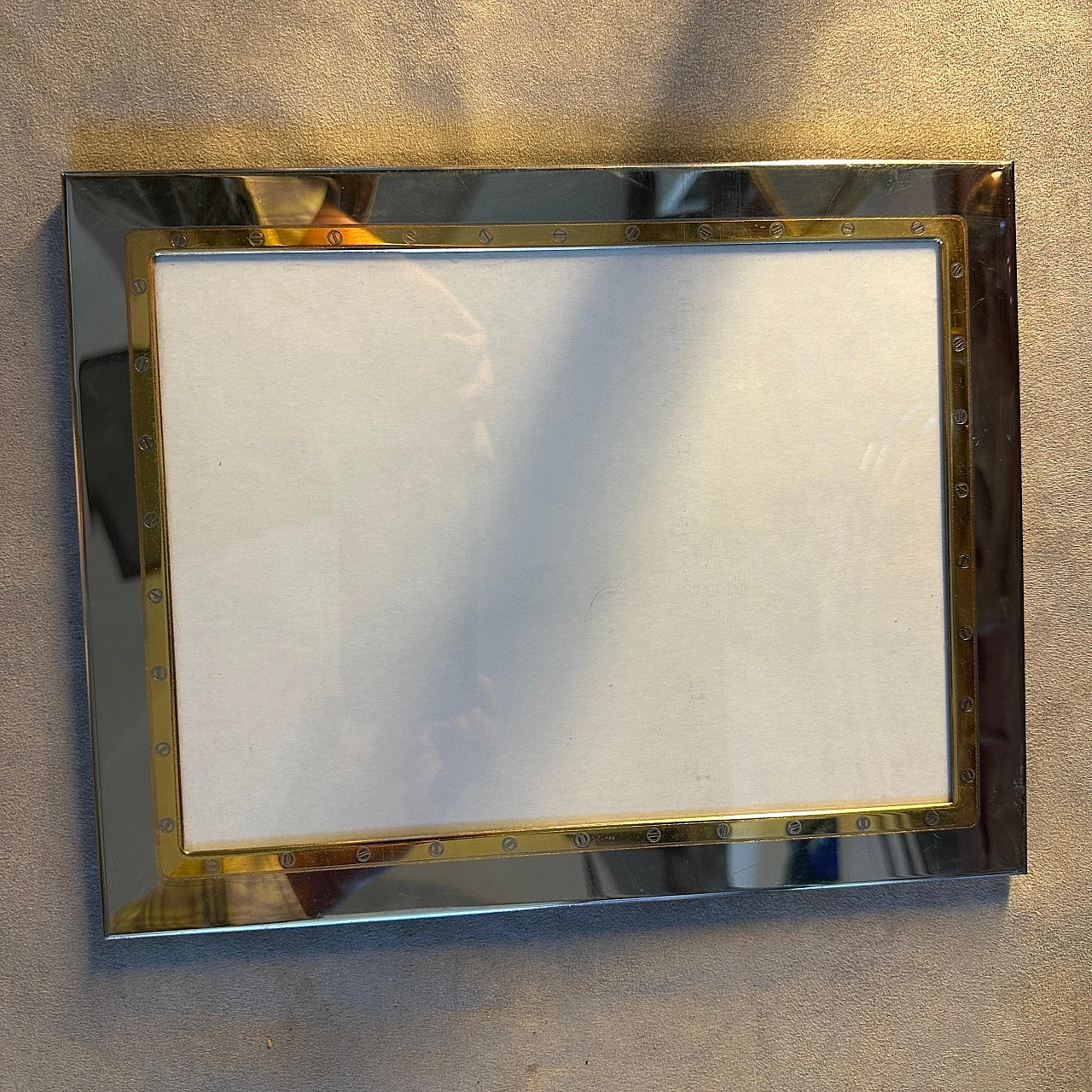 Silver and gilded metal photo frame by MB Italy, 1980s 12