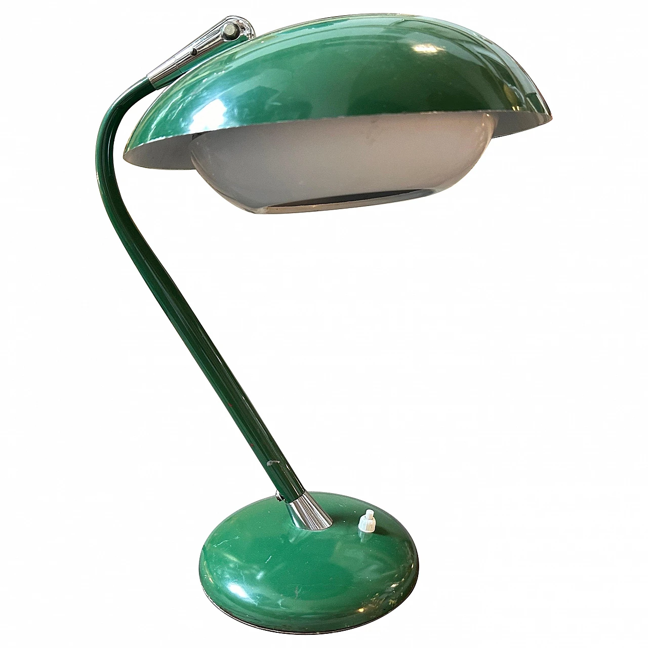 Green varnished metal table lamp, 1960s 1