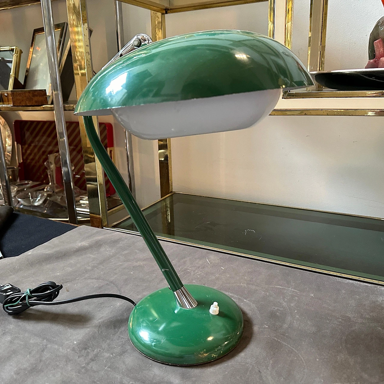 Green varnished metal table lamp, 1960s 7