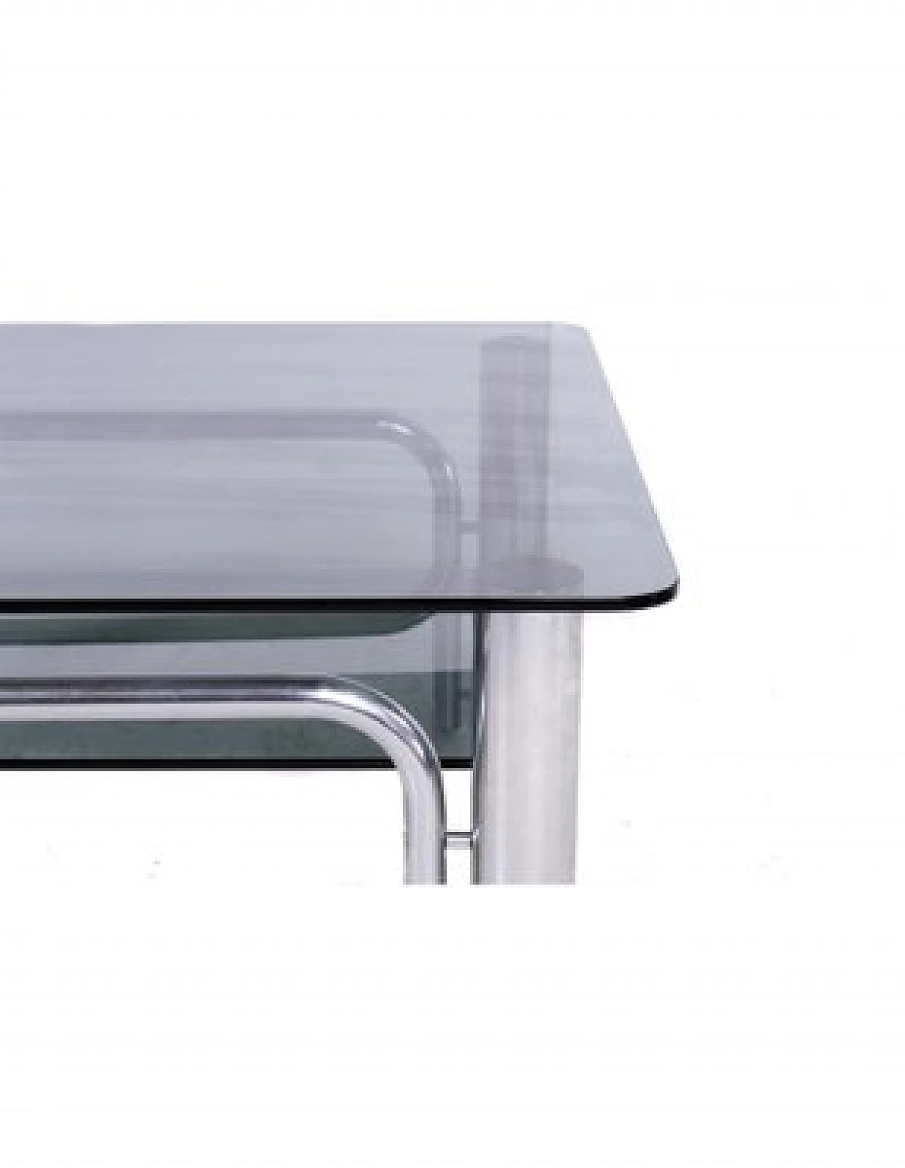 Chromed metal coffee table with black glass top, 1970s 2