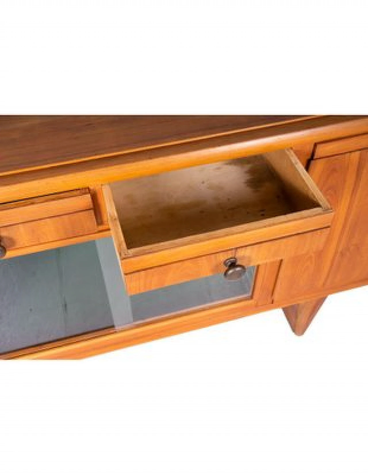 Wood bar cabinet with central glass doors, 1950s 8