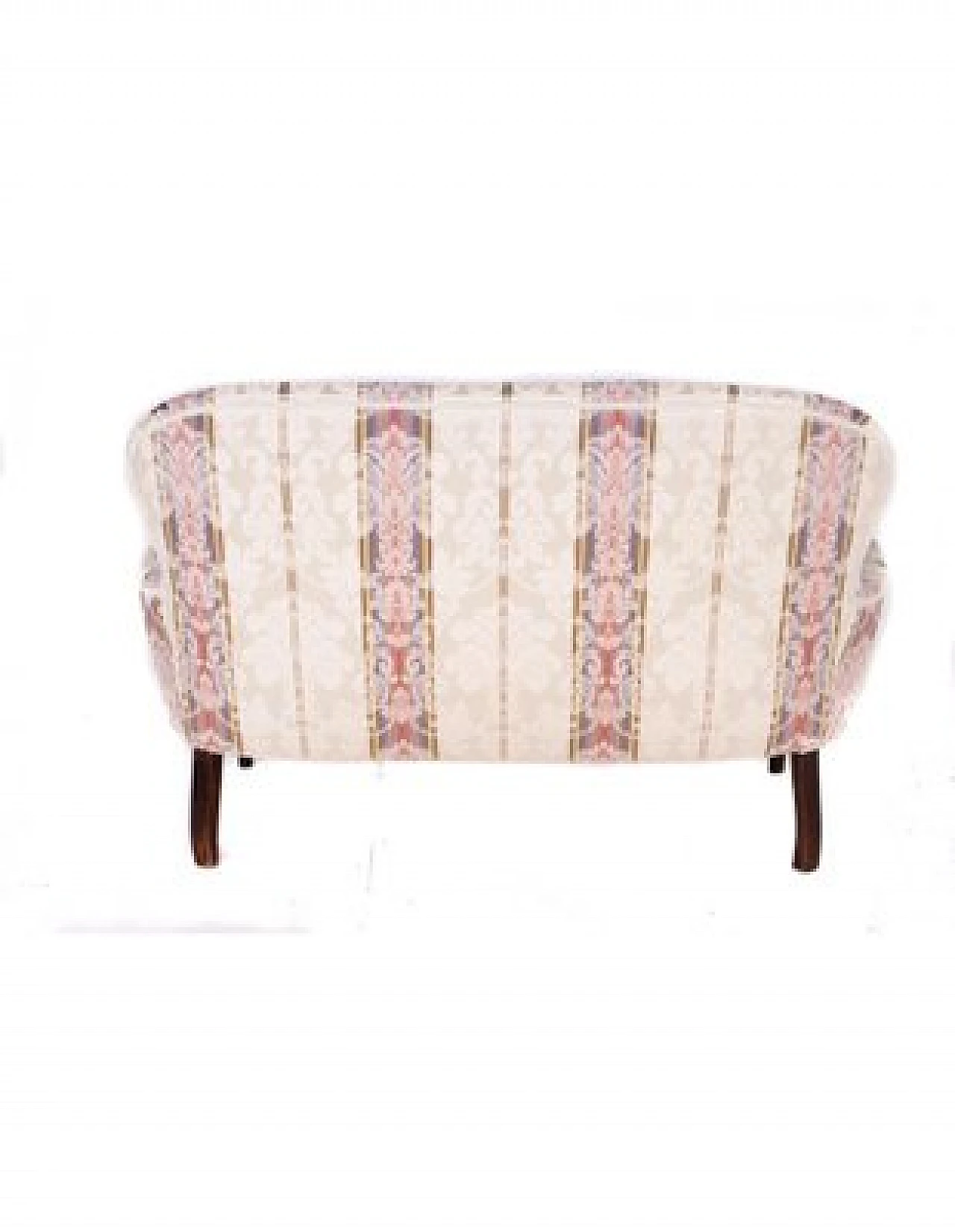 Sofa and pair of armchairs in wood and striped fabric, 19th century 8