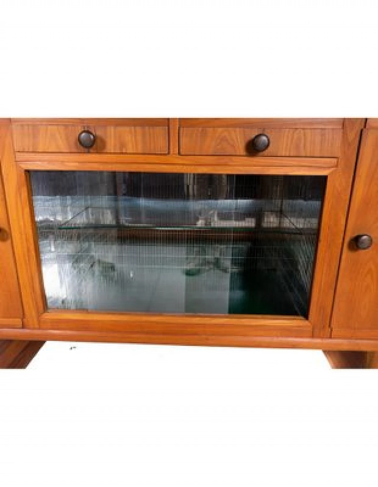 Wood bar cabinet with central glass doors, 1950s 10